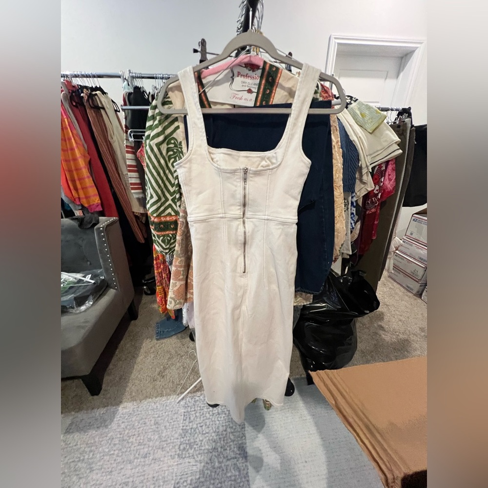 Anthropologie Pilcro Square-Neck Side-Slit Midi Dress, XXS NWT - Picture 5 of 6